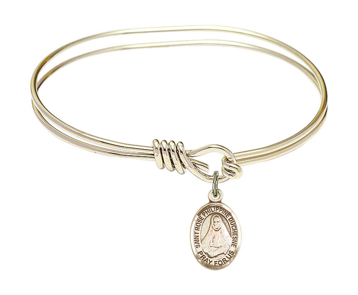 St Rose Philippine Duchesne Eye Hook Bangle Bracelet - Gold-Filled Charm 9371GF