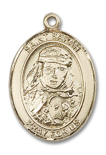 St Sarah Medal - 14kt Gold Oval Pendant 3 Sizes