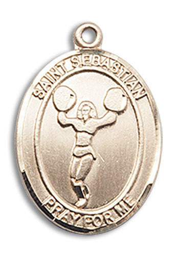 St Sebastian Cheerleading Medal - 14kt Gold Oval Pendant 2 Sizes
