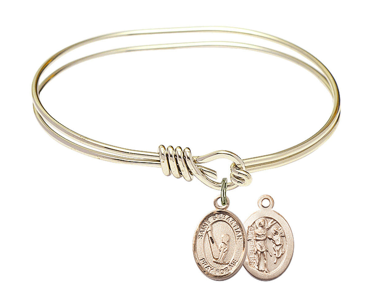 St Sebastian - Gymnastics Eye Hook Bangle Bracelet - Gold-Filled Charm 9172GF