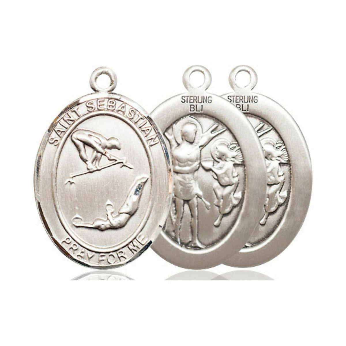St Sebastian Gymnastics Medal - Sterling Silver Oval Pendant 2 Sizes