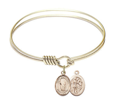 St. Sebastian Gymnastics Round Eye Hook Bangle Bracelet - Gold-Filled Charm - 6.25 Inch (9172GF)
