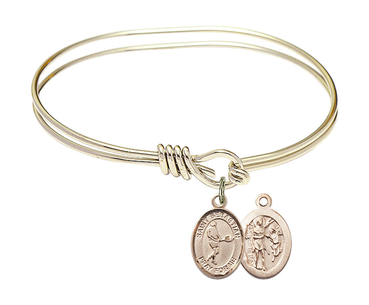 St Sebastian - Tennis Eye Hook Bangle Bracelet - Gold-Filled Charm 9166GF