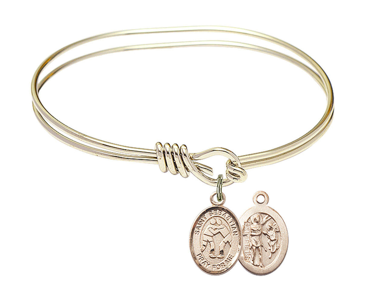 St Sebastian - Wrestling Eye Hook Bangle Bracelet - Gold-Filled Charm 9171GF