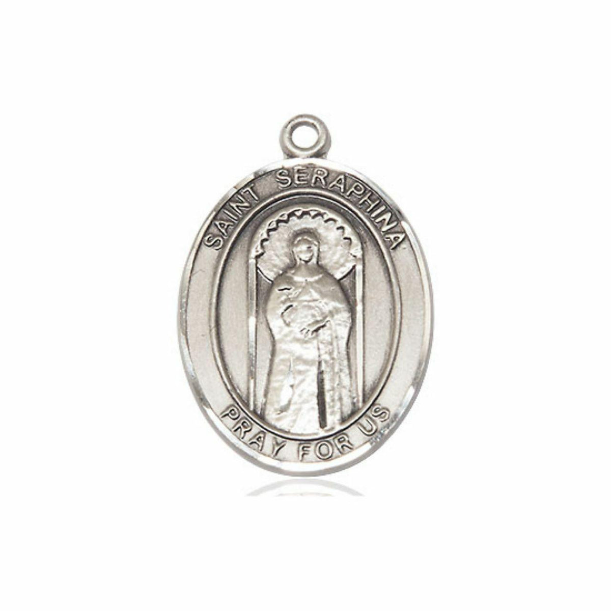 St Seraphina Medal - Sterling Silver Oval Pendant 3 Sizes