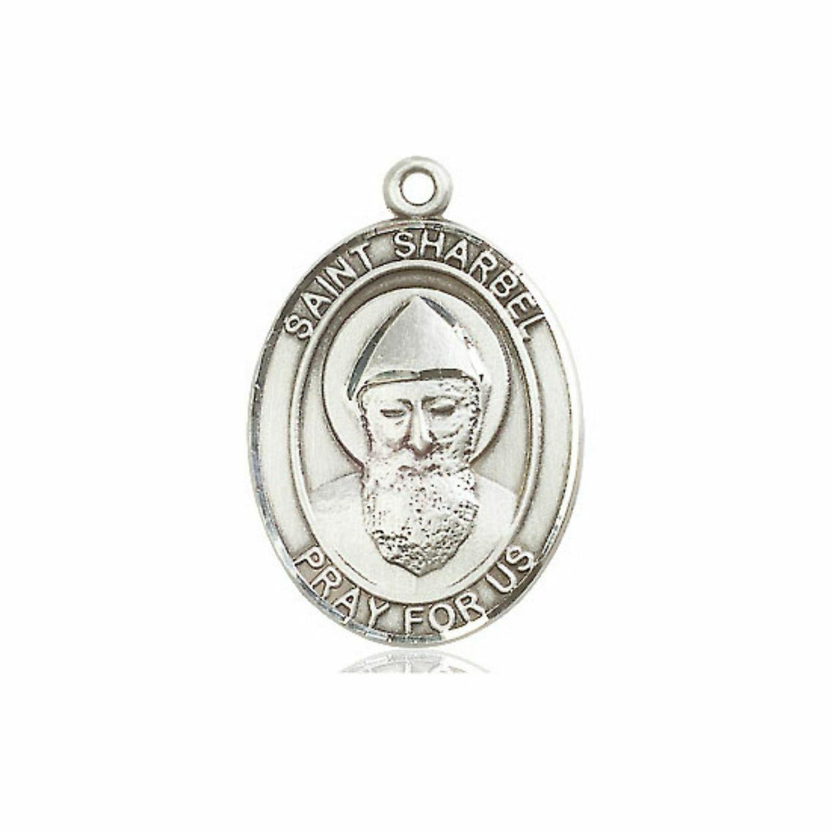 St Sharbel Medal - Sterling Silver Oval Pendant 3 Sizes