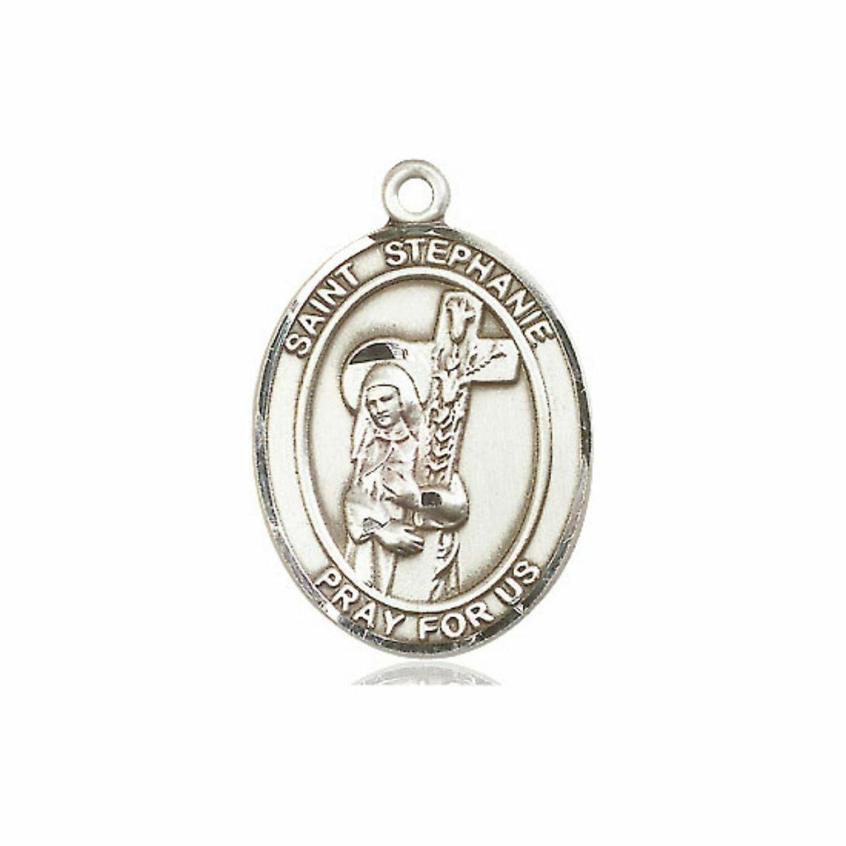 St Stephanie Medal - Sterling Silver Oval Pendant 3 Sizes