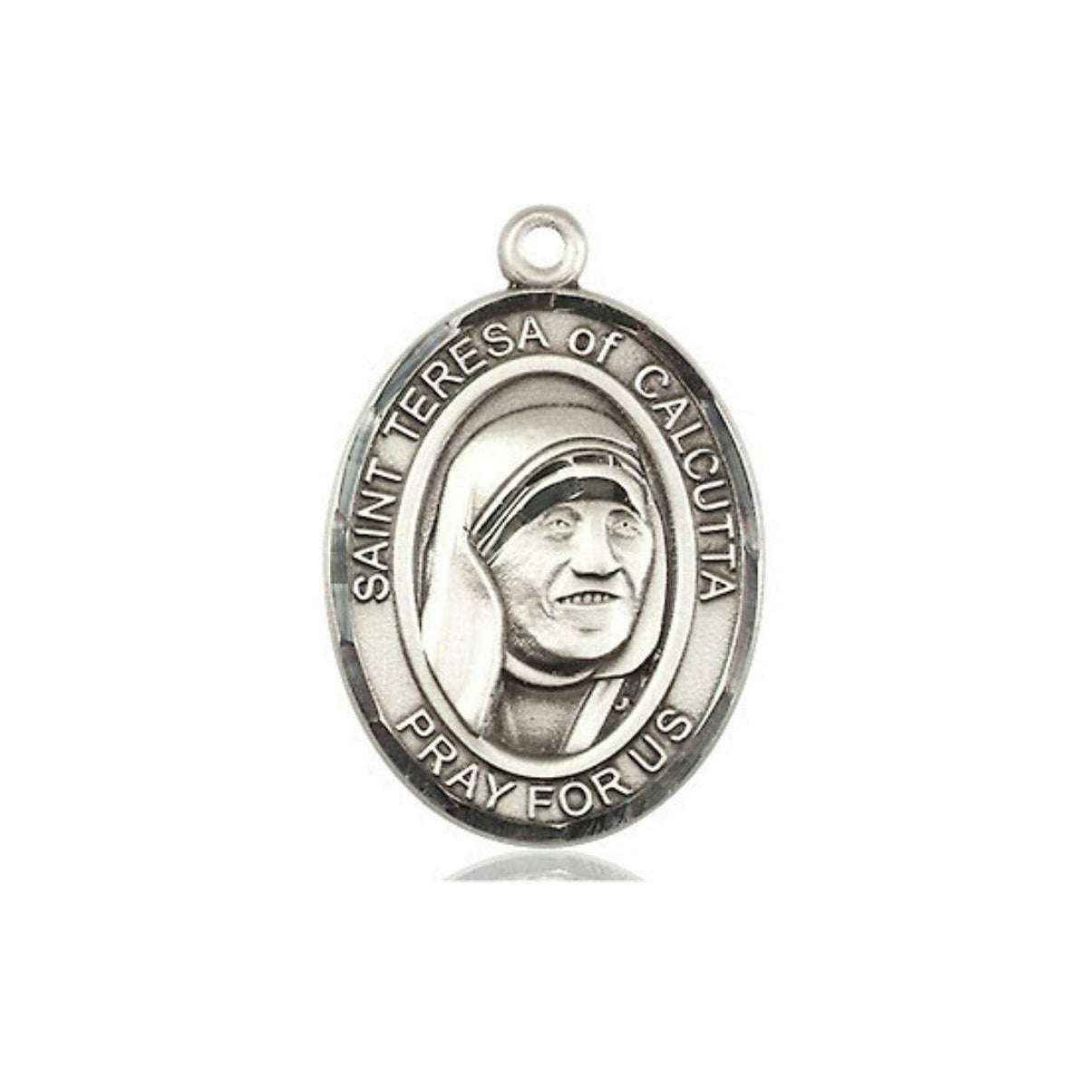 St Teresa of Calcutta Medal - Sterling Silver Oval Pendant 3 Sizes