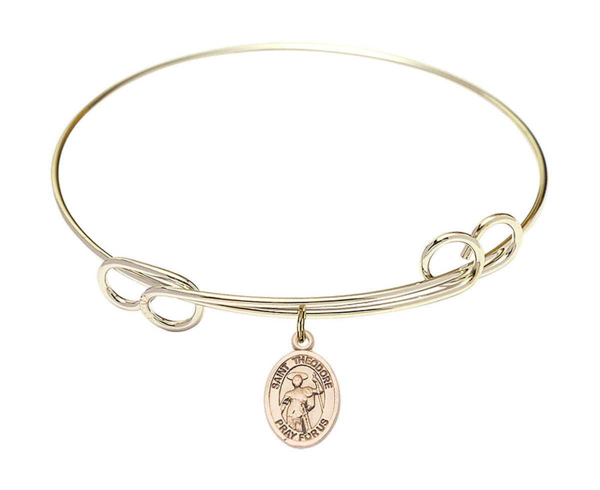 St Theodore Stratelates Double Loop Bangle Bracelet - Gold-Filled Charm 9415GF