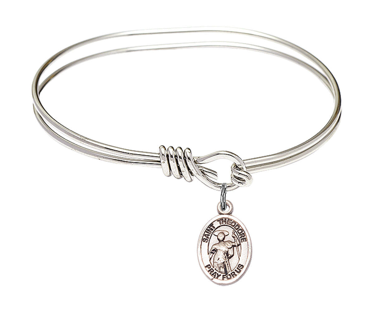 St Theodore Stratelates Eye Hook Bangle Bracelet - Sterling Silver Charm 9415SS