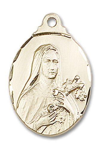 St Theresa Medal - 14kt Gold 7/8 x 1/2 Oval Pendant 0599T