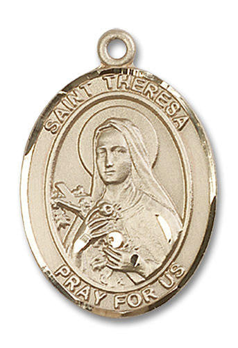 St Theresa Medal - 14kt Gold Oval Pendant 3 Sizes