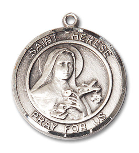 St Therese Medal - Sterling Silver Round Pendant 2 Sizes