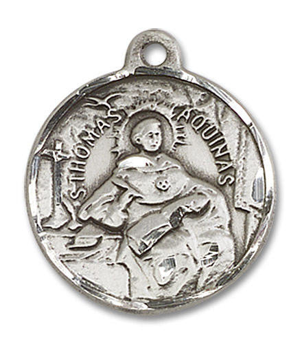 St Thomas Aquinas Medal - Sterling Silver 7/8 x 3/4 Round Pendant 0956SS