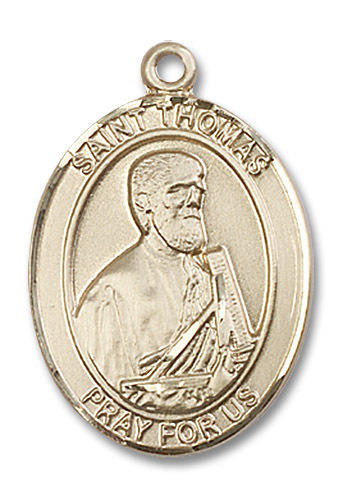 St Thomas Medal - 14kt Gold Oval Pendant 3 Sizes