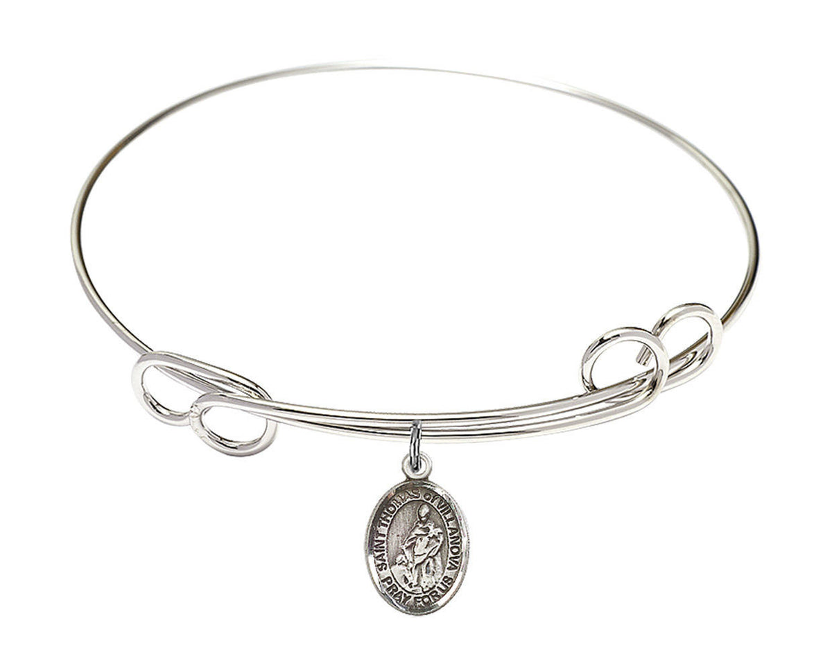 St Thomas of Villanova Double Loop Bangle Bracelet - Sterling Silver Charm 9304SS