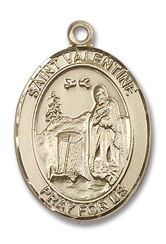 St Valentine Medal - 14kt Gold Oval Pendant 3 Sizes