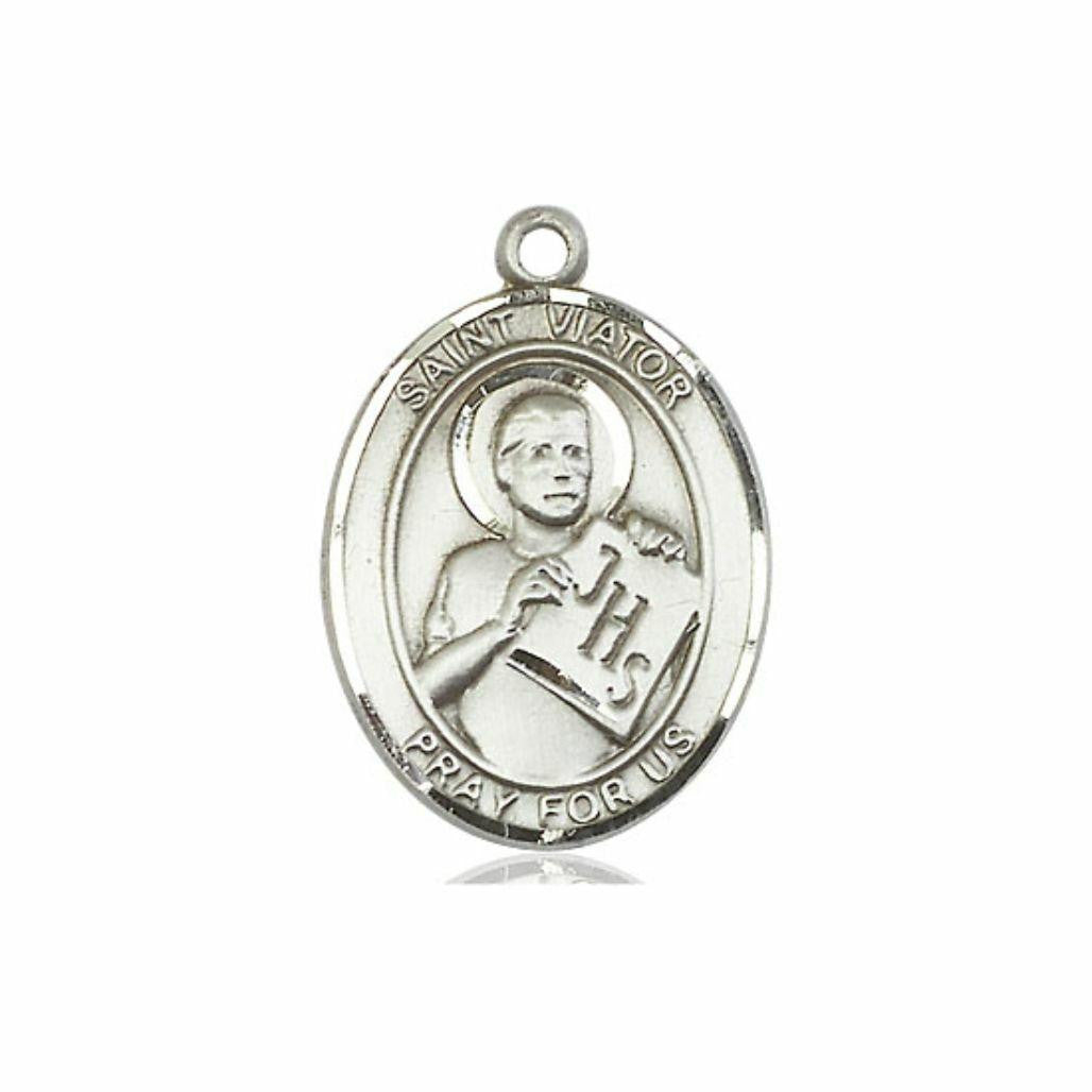 St Viator Medal - Sterling Silver Oval Pendant 3 Sizes