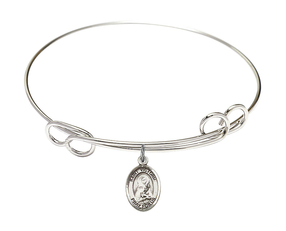 St Victoria Double Loop Bangle Bracelet - Sterling Silver Charm 9253SS