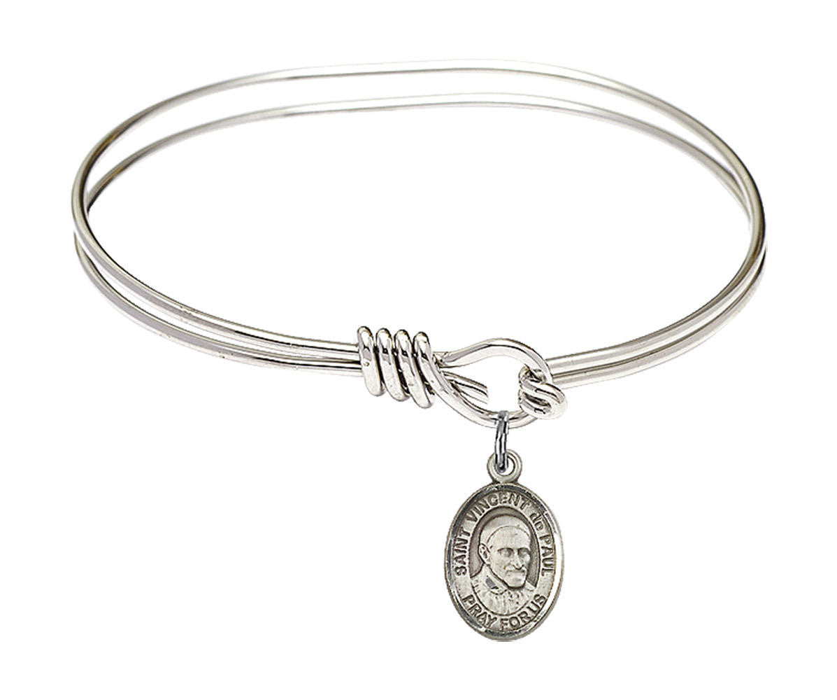 St Vincent De Paul Eye Hook Bangle Bracelet - Sterling Silver Charm 9134SS