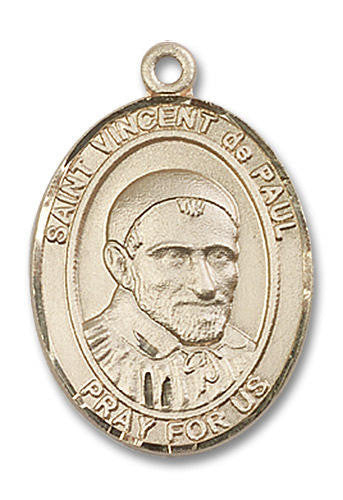 St Vincent De Paul Medal - 14kt Gold Oval Pendant 3 Sizes