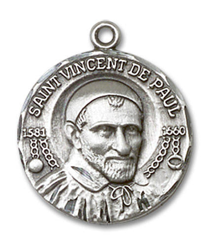 St Vincent De Paul Medal - Sterling Silver 3/4 x 5/8 Round Pendant 1155SS