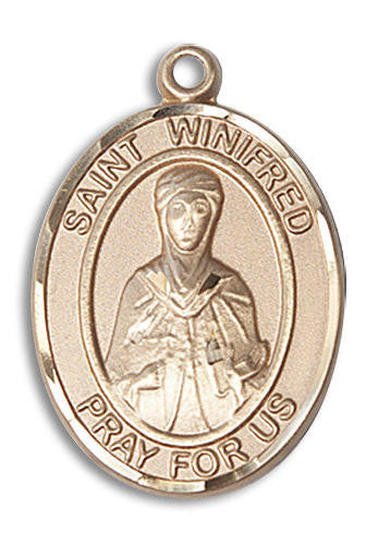 St Winifred Medal - 14kt Gold Oval Pendant 3 Sizes