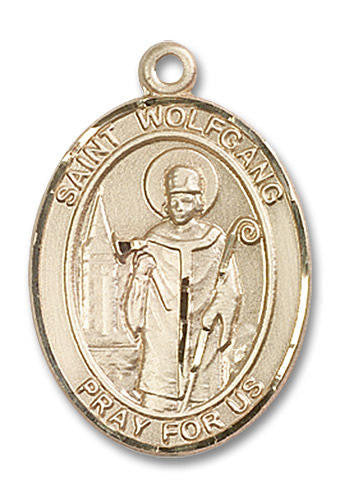 St Wolfgang Medal - 14kt Gold Oval Pendant 3 Sizes