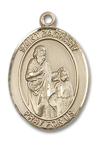 St Zachary Medal - 14kt Gold Oval Pendant 3 Sizes