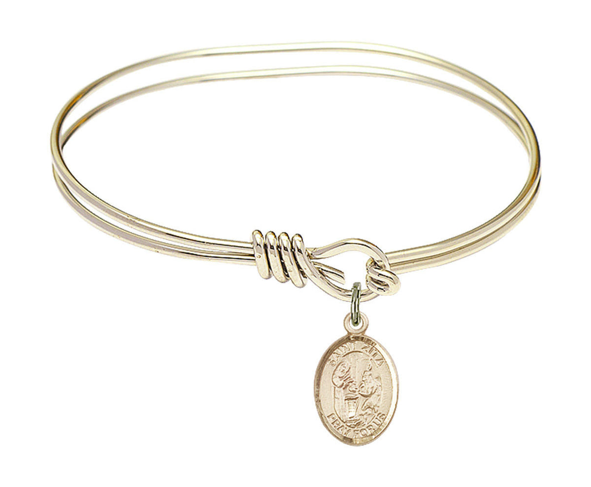 St Zita Eye Hook Bangle Bracelet - Gold-Filled Charm 9244GF