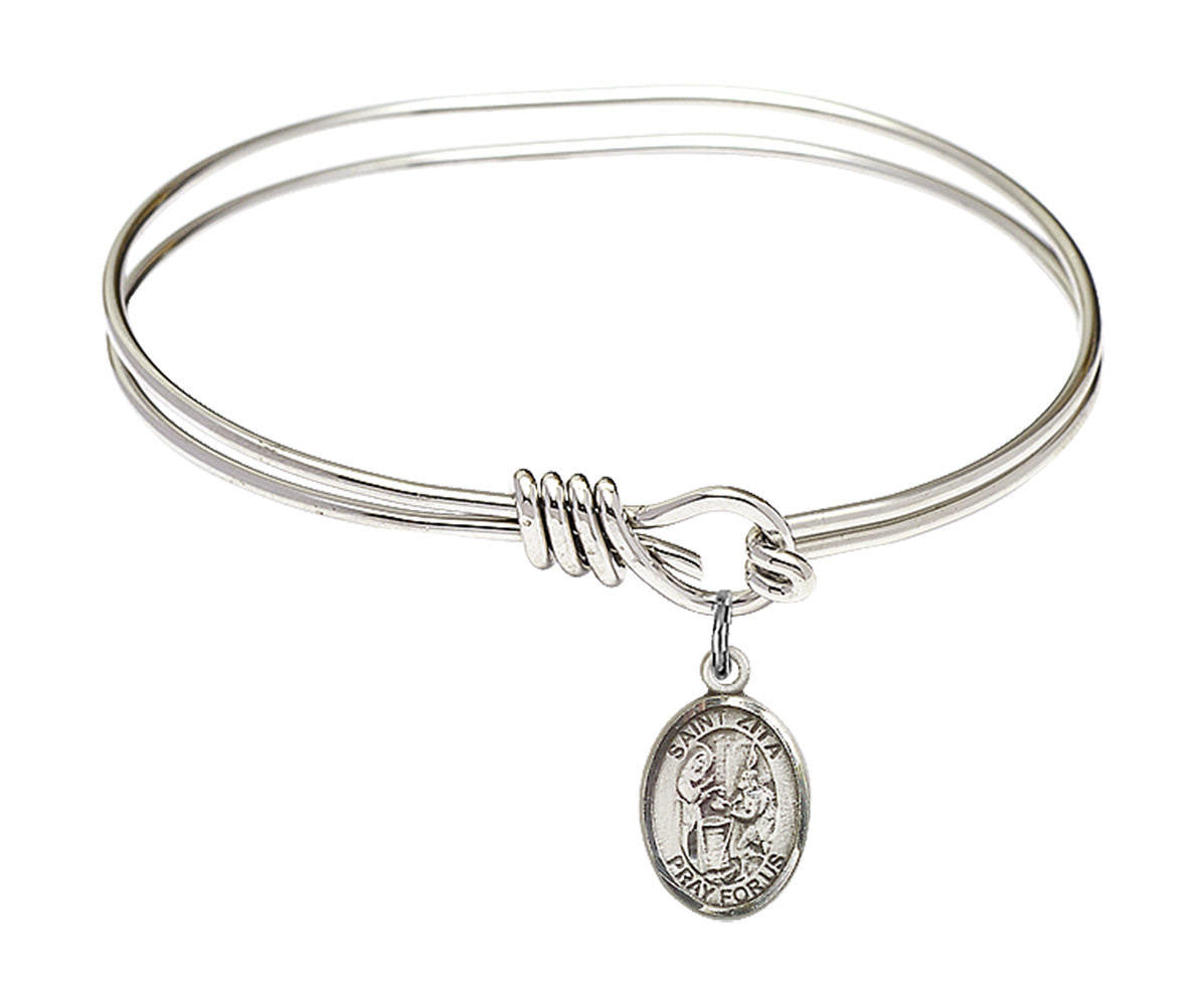 St Zita Eye Hook Bangle Bracelet - Sterling Silver Charm 9244SS