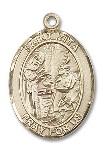 St Zita Medal - 14kt Gold Oval Pendant 3 Sizes
