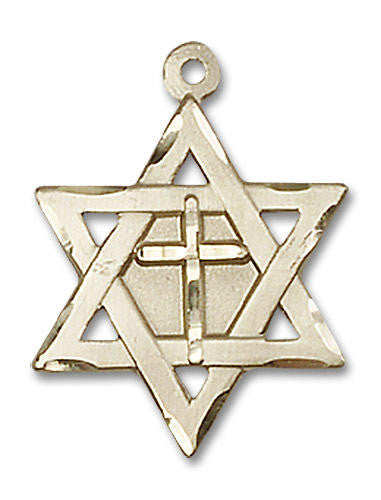 Star of David with Cross Pendant - 14kt Gold 2 Sizes