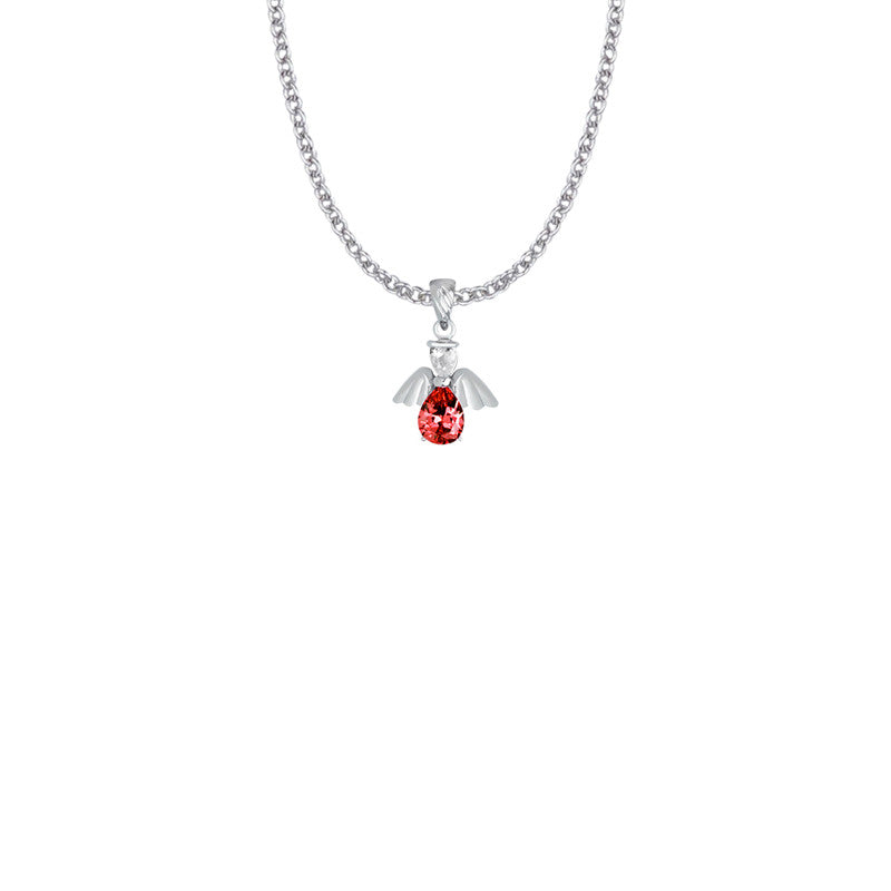 July Angel Birthstone Necklace - Sterling Silver Pendant On 18 Stainless Chain