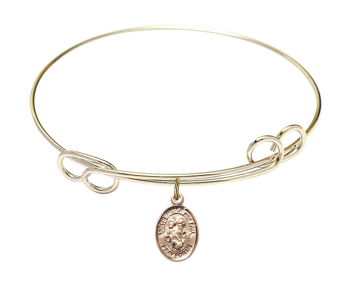 Sts Peter And Paul Double Loop Bangle Bracelet - Gold-Filled Charm 9410GF