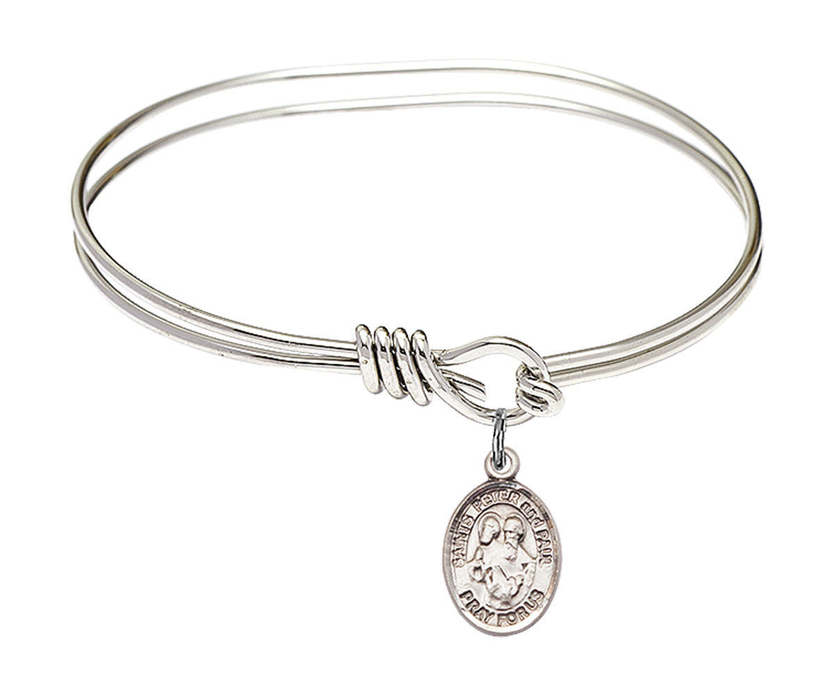 Sts Peter And Paul Eye Hook Bangle Bracelet - Sterling Silver Charm 9410SS