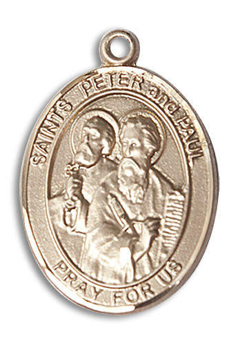 Sts Peter and Paul Medal - 14kt Gold Oval Pendant 3 Sizes