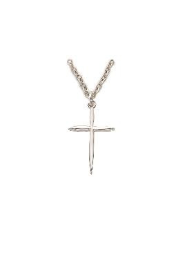 Tapered Pointed Ends Cross Necklace - Sterling Silver Pendant on 16 Stainless Chain SX0370SH