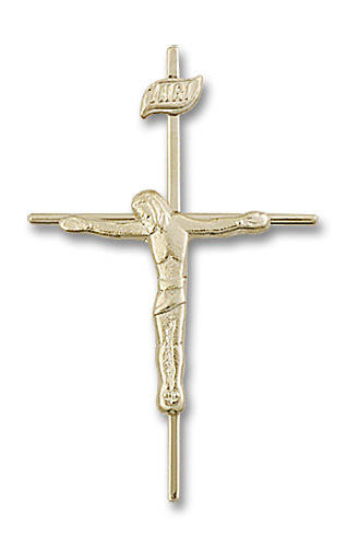 Thin Large Crucifix Pendant - 14kt Gold 1 1/4 x 3/4 0010