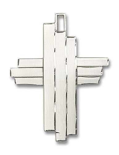 Three Layered Cross Pendant - Sterling Silver 1 3/4 x 1 1/4 6064SS