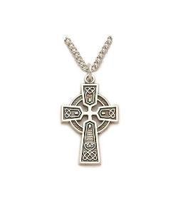 Trinity Design Celtic Cross Necklace - Sterling Silver Pendant on 18 Stainless Steel Chain SX8969SH