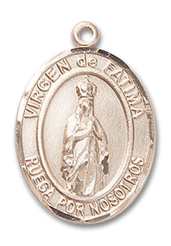 Virgen De Fatima Medal - 14kt Gold Oval Pendant 2 Sizes