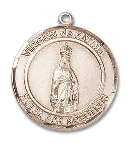 Virgen De Fatima Medal - 14kt Gold Round Pendant 2 Sizes