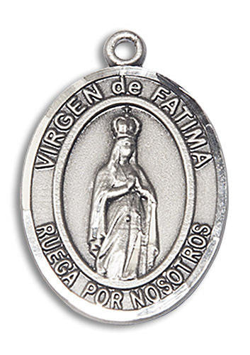 Virgen De Fatima Medal - Sterling Silver Oval Pendant 2 Sizes