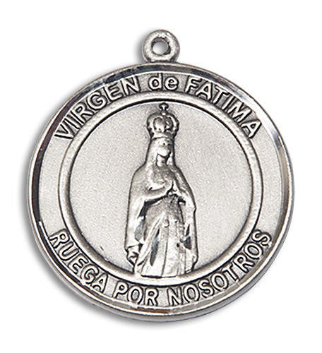 Virgen De Fatima Medal - Sterling Silver Round Pendant 2 Sizes