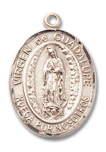 Virgen De Guadalupe Medal - 14kt Gold Oval Pendant 2 Sizes