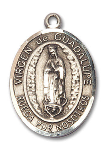 Virgen De Guadalupe Medal - Sterling Silver Oval Pendant 2 Sizes