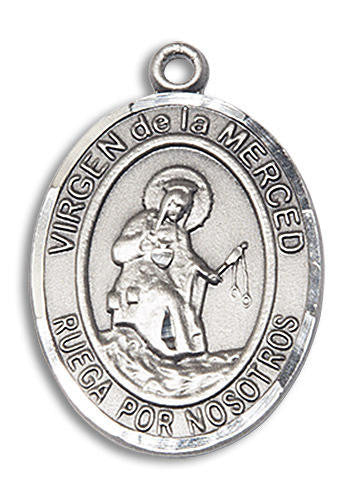 Virgen De La Merced Medal - Sterling Silver Oval Pendant 2 Sizes