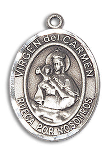 Virgen Del Carmen Medal - Sterling Silver Oval Pendant 2 Sizes