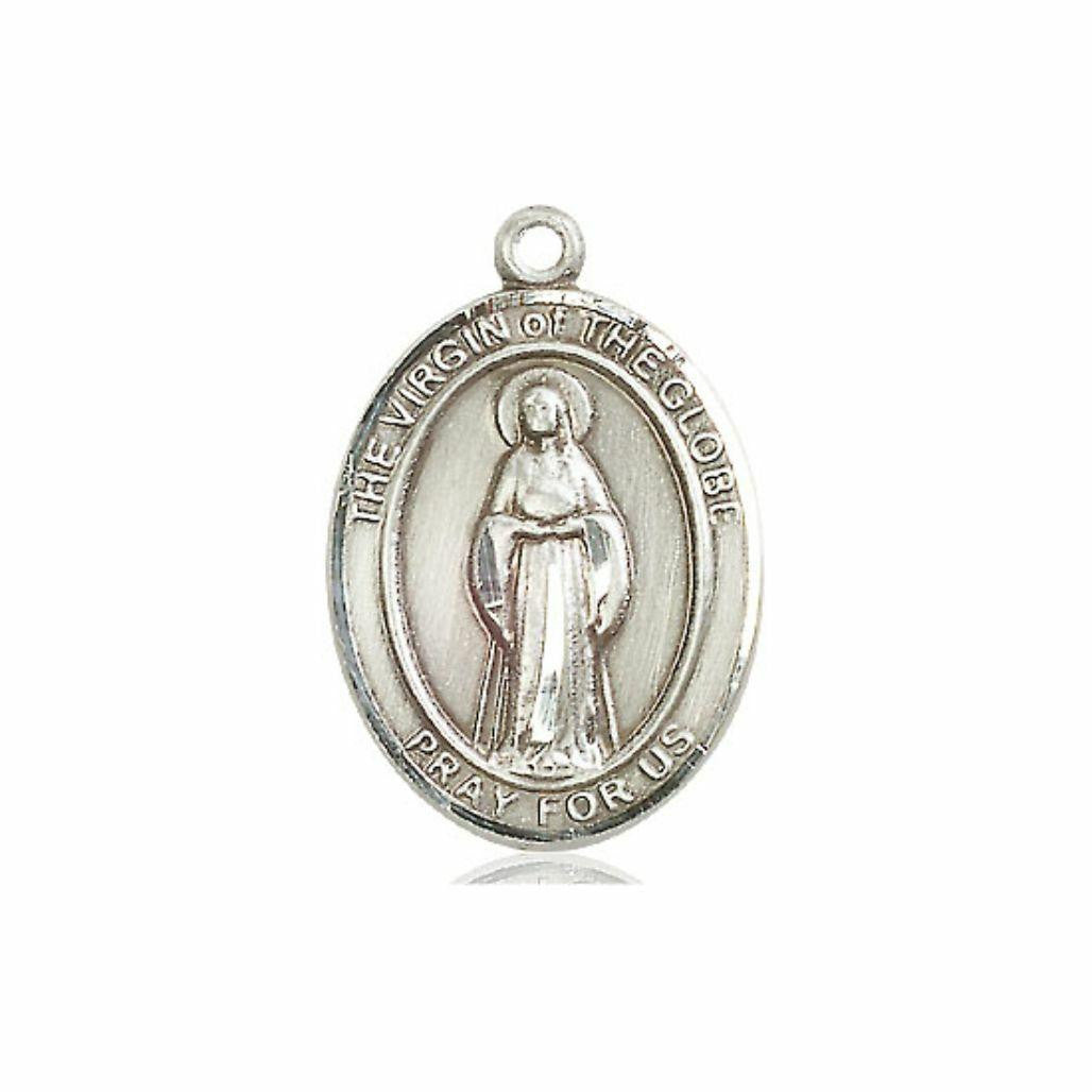 Virgin of The Globe Medal - Sterling Silver Oval Pendant 3 Sizes